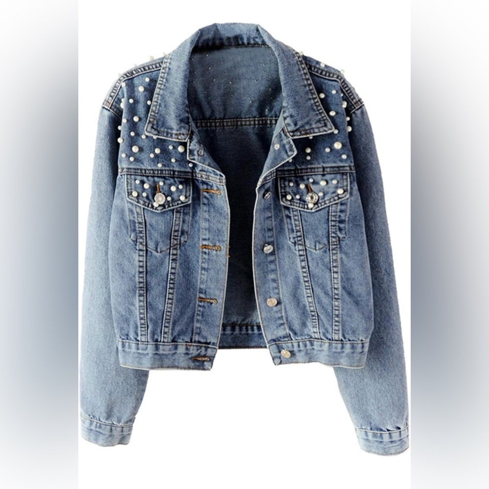 Beaded Pearl Jean Jacket